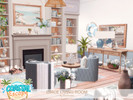 Sims 4 — Circe Living Room by BlusterSims — Circe Living Room is a bright, coastal inspired space featuring soft blue