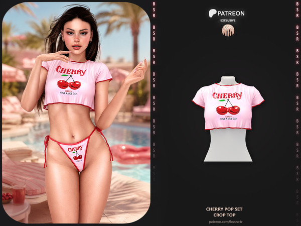 Sims 4 — Cherry Pop Set - Crop Top P272 by busra-tr — Note: This dress was previously shared with my Patreon supporters