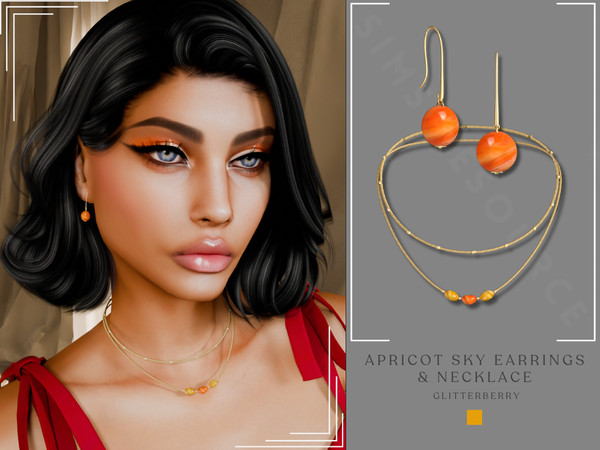 Sims 4 — GlitterberrySims- Apricot Sky Necklace by Glitterberryfly — Apricot Sky Earrings & Necklace, find the full
