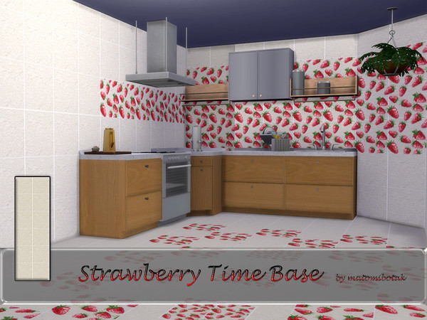 Sims 4 — Strawberry Time Base by matomibotaki — Strawberry season has arrived, and now we can enjoy them on our kitchen