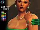 Sims 4 — M Jewelry XIII - Nicolette Diamond Jewelry Set by rustys_cc — Diamond Earrings + Necklace + Bracelet Set for