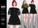 Sims 4 — HIRA - Short Dress by Helsoseira — Style - Floral sheer puff sleeve short dress