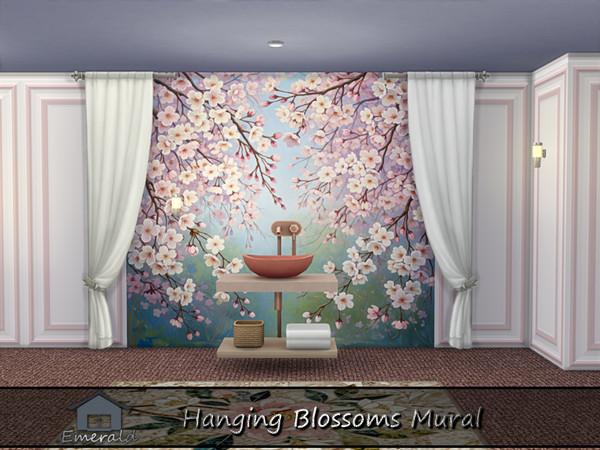 Sims 4 — Hanging Blossoms Mural3 by Emerald — Hanging blossoms will instantly adds dimension and color when you want to