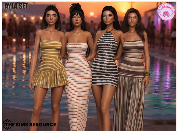 Sims 4 — AYLA Set by Harmonia — Dress No 1 - 8 Swatches