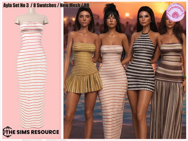 Sims 4 — Harmonia_TSR_Ayla_Set_DressNo3 by Harmonia — Dress No 1 - 8 Swatches