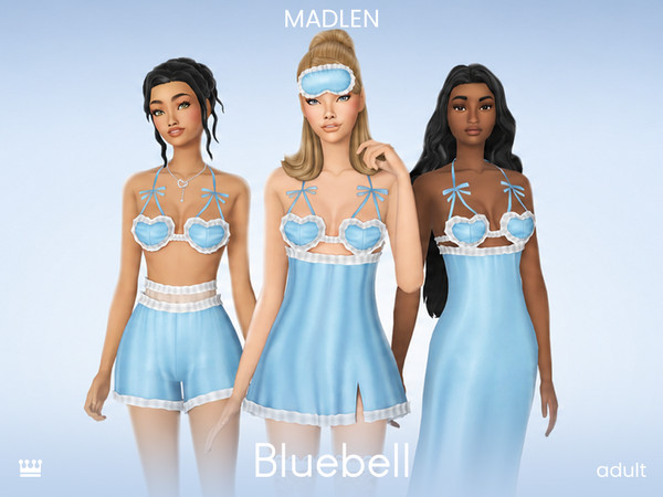 Sims 4 — [Madlen] Bluebell EyeMask by Madlen — This cute sleepwear set has a fun retro vibe, with frilly details,