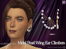Sims 4 — Metal Pearl Wing Ear Climbers by SunflowerPetalsCC — A pair of large metal earrings with many pearls attached.