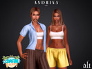 Sims 4 — Coastal Escape - ANDRINA set by ali1 — Unbuttoned Shirt, Tank Top, Pants and Shorts