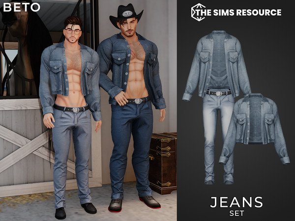 Sims 4 — By Beto - Jeans (Small Jacket) by Beto_ae0 — Men's cowboy outfit, enjoy it