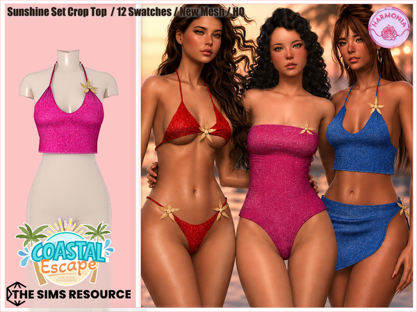 Sims 4 — Harmonia_TSR_Sunshine_Set_CropTop by Harmonia — Bikini Top - 12 Swatches