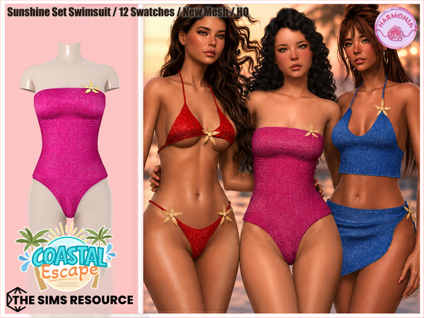 Sims 4 — Harmonia_TSR_Sunshine_Set_Swimsuit by Harmonia — Bikini Top - 12 Swatches