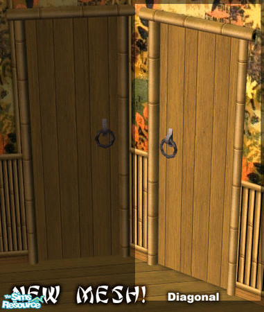 Sims 2 — Sim Tiki - Bamboo Door (Diagonal) by Shannanigan — Diagonal version of the Bamboo Door. You need the straight