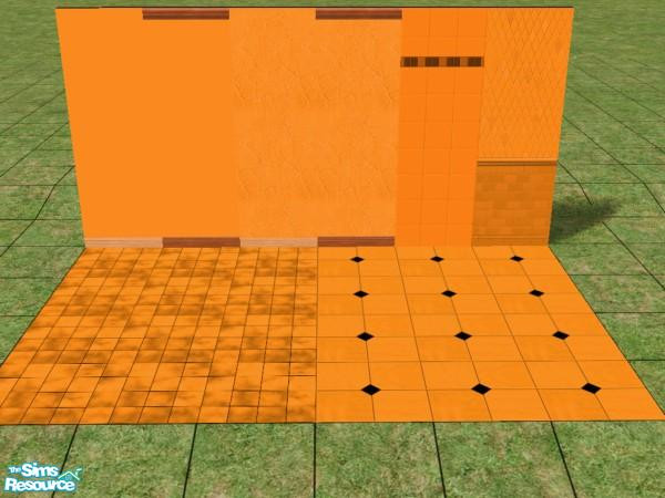 Sims 2 — Orange by dddrake — Walls and tile floors to match the new FFS carpets
