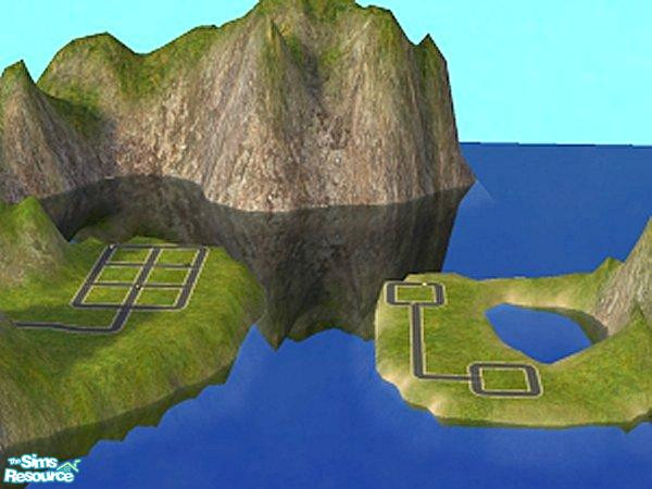 Sims 2 — Seaville by c_literati — Currently my favorite neighborhood terrain. Small with lots of beachfront, and a lake