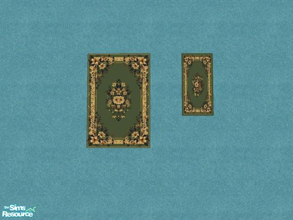 Sims 2 — Green Print Rug Set by cat3cm — by cat3cm