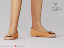 Sims 4 — Child Bow Accent Flats by FlyStone — Child round-toe flat shoes with decorative bow accent, low-profile sole,