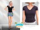 Sims 4 — V-NECK SHORT-SLEEVED SHIRT by ZNsims — V-neck, short-sleeved, shirt, solid color, casual