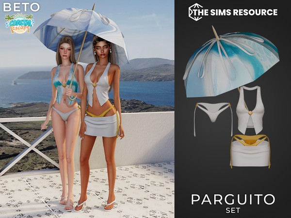 Sims 4 — By Beto - Parguito (Top) by Beto_ae0 — Women's summer outfit with a parasol accessory The parasol is located on