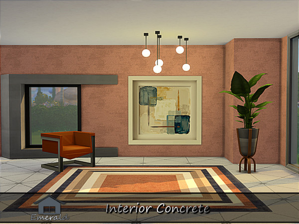 Sims 4 — Interior Concrete4 by Emerald — Easily upgrade your home with exact visual depth to add style into a space.