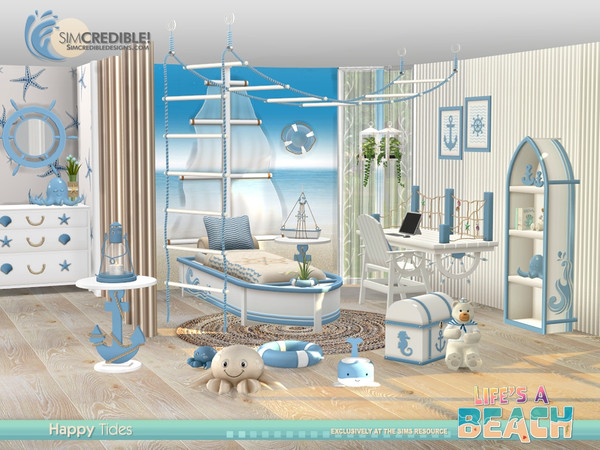 Sims 4 — SIMc-LifesABeach-HappyTides-WallHangSail.package by QueenieTSR — Ahoy! Your little sims can live like sweet