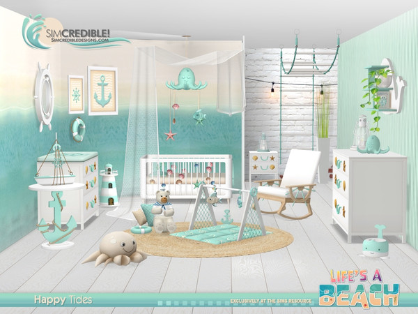 Sims 4 — Life's a Beach Happy Tides Infant Crib by SIMcredible! — Ahoy babies! More sweetness in your tides with this