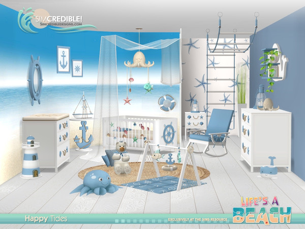Sims 4 — Life's a Beach - Happy Tides Anchor End Tbl by QueenieTSR — Hail babies! More sweetness in your tides with this