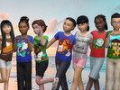 Sims 4 — Back to school tees with one of a kind artwork by WriterVengeance — My artwork added to basegame tees.
