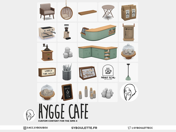 Sims 4 — Hygge Cafe - Ceiling rattan hanging chair medium by Syboubou — Hygge Cafe brings the warmth of a tucked-away