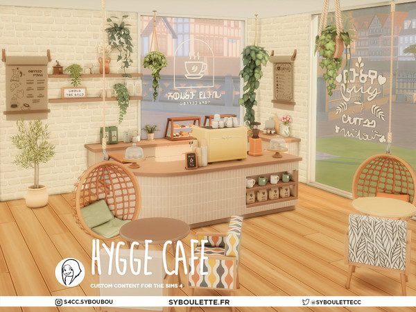 Sims 4 — Hygge Cafe - Ceiling rattan hanging chair short by Syboubou — Hygge Cafe brings the warmth of a tucked-away