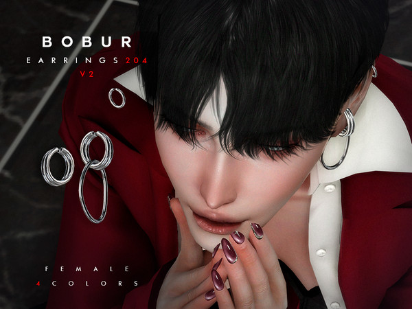 Sims 4 — Cuff Earrings Set by Bobur2 — Cuff earrings in two versions with and without a pendant for female