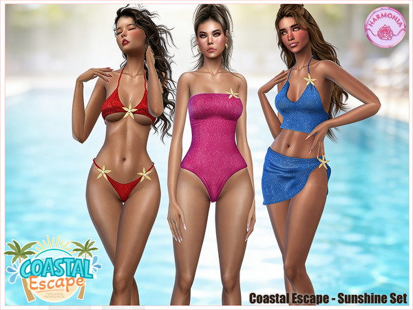 Sims 4 — Coastal Escape - Sunshine Set by Harmonia — Bikini Top - 12 Swatches
