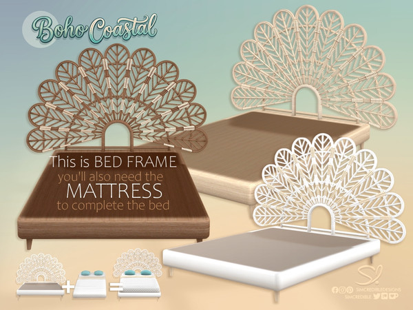 Sims 4 — Boho Coastal Bed Frame by SIMcredible! — Oh the summer! That's the time of the year to be lazy, lie down in bed