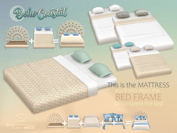 Sims 4 — Boho Coastal Bed Mattress by SIMcredible! — Oh the summer! That's the time of the year to be lazy, lie down in