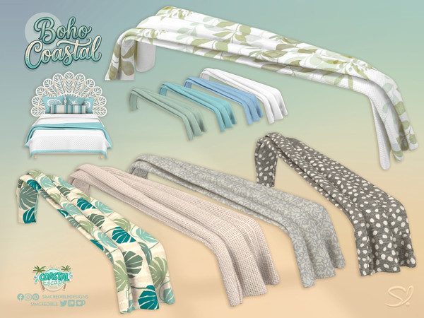Sims 4 — Boho Coastal Blanket 2 by SIMcredible! — Oh the summer! That's the time of the year to be lazy, lie down in bed