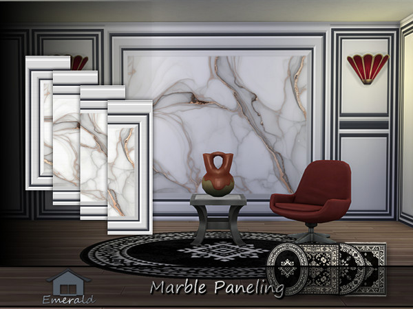 Sims 4 — Marble Paneling by Emerald — Elevate your interior rooms with the perfect luxury designs using marble paneling.