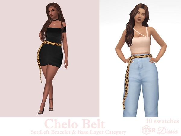 Sims 4 — Chelo Belt - Base Layer Category by Dissia — Cheetah pattern long belt