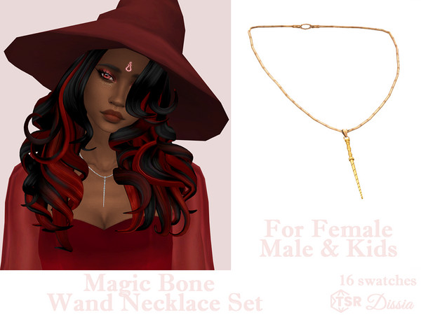 Sims 4 — Magic Bone Wand Necklace by Dissia — Bone wand shrunk to a little version hanged on necklace
