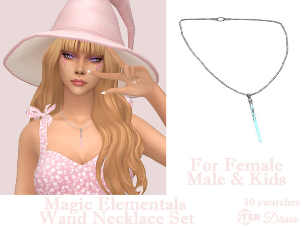 Sims 4 — Magic Elementals Wand Necklace by Dissia — Elementals wand shrunk to a little version hanged on necklace