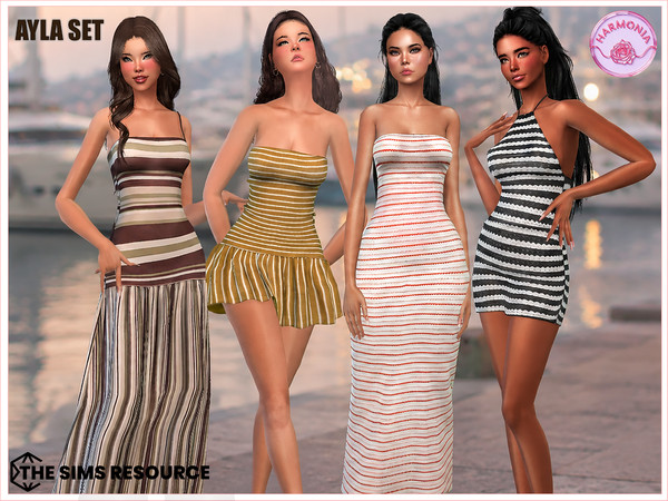 Sims 4 — AYLA Set by Harmonia — Dress No 1 - 8 Swatches