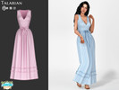 Sims 4 — Georgina Striped Belted Maxi Dress by talarian — Maxi dress featuring a deep V neckline, sleeveless bodice, self