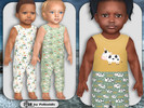 Sims 4 — Infants Farmyard Jumpsuit by Pelineldis — Kids fashion clothing: five sleeveless jumpsuits for infant boys and