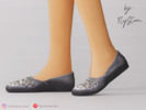 Sims 4 — Female Embellished Ballet Flats by FlyStone — Adult ballet flats with rounded toe silhouette, slip-on design,