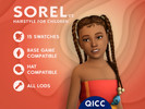 Sims 4 — Sorel Hair v2 by qicc — Long braided pigtails with styled edges and beads. - Maxis Match