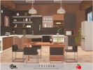 Sims 4 — Felicia - kitchen by melapples — a dark and elegant kitchen featuring a 6 seater dining table. 8x7