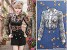 Sims 4 — Sheer lace button blouse by MysteriousOo — A delicate sheer lace blouse featuring a classic collar, long puff