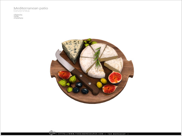 Sims 4 — Mediterranean cheese board by Severinka_ — A set of furniture and decor to decorate a patio in a Mediterranean