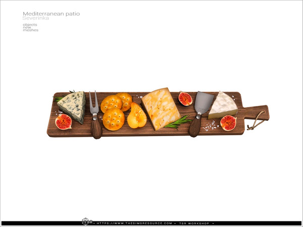 Sims 4 — Mediterranean cheese board3 by Severinka_ — A set of furniture and decor to decorate a patio in a Mediterranean