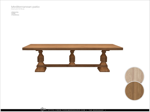 Sims 4 — Mediterranean dining table long by Severinka_ — A set of furniture and decor to decorate a patio in a