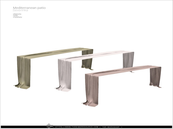 Sims 4 — Mediterranean tablecloth long by Severinka_ — A set of furniture and decor to decorate a patio in a