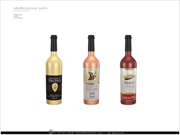 Sims 4 — Mediterranean wine bottle by Severinka_ — A set of furniture and decor to decorate a patio in a Mediterranean